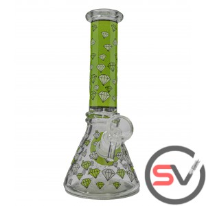 GREEN DIAMOND GLASS MINI BEAKER 8inch (GLOW IN DARK)